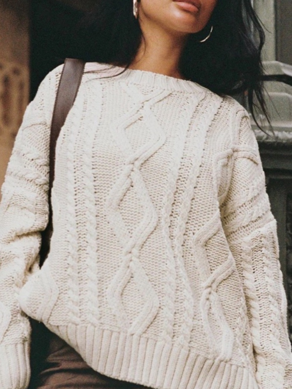 Princess Polly Cable Knit Sweater Size Large XL Cream Neutral Chunky